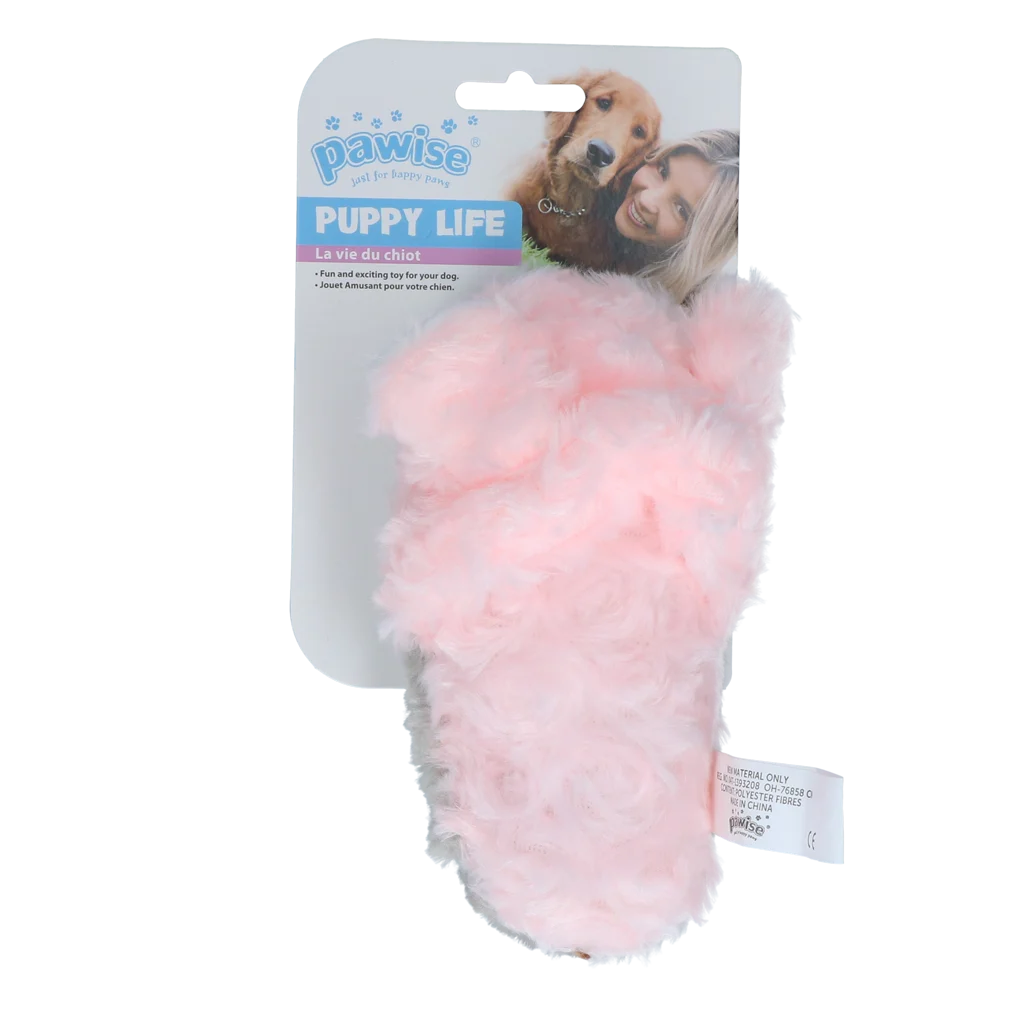 Pluszowa zabawka dla psa w kształcie kapcia dla szczeniąt z piszczałką – Pawise Puppy Life My Slipper - obrazek 2