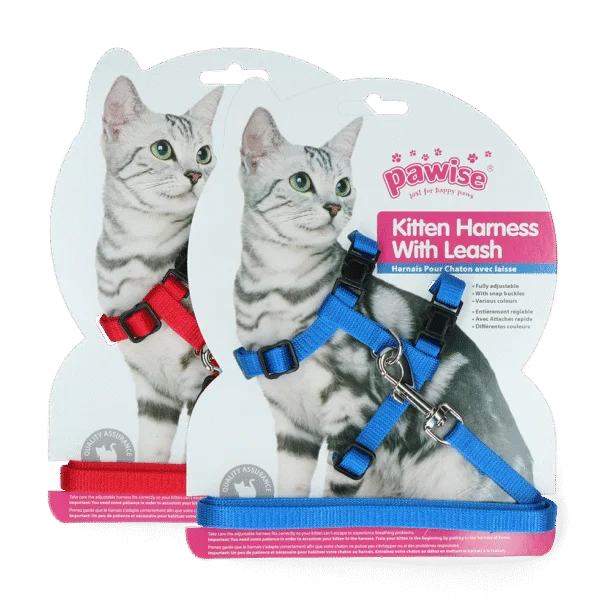 Szelki dla kota ze smyczą S, kolor czerwony lub niebieski – Pawise Kitten Harness With Leash