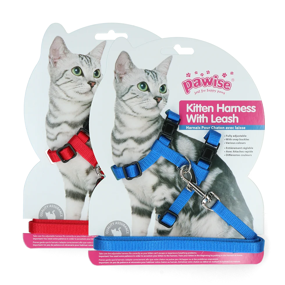 Szelki dla kota ze smyczą S, kolor czerwony lub niebieski – Pawise Kitten Harness With Leash - obrazek 1