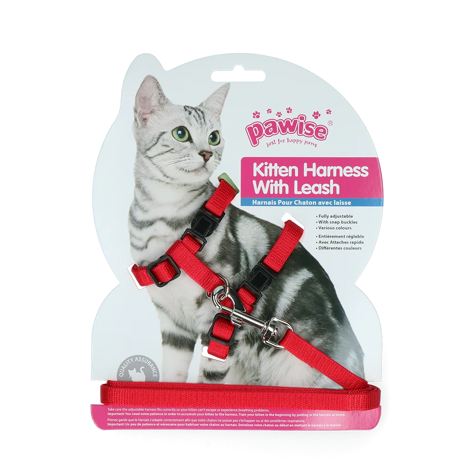 Szelki dla kota ze smyczą S, kolor czerwony lub niebieski – Pawise Kitten Harness With Leash - obrazek 2