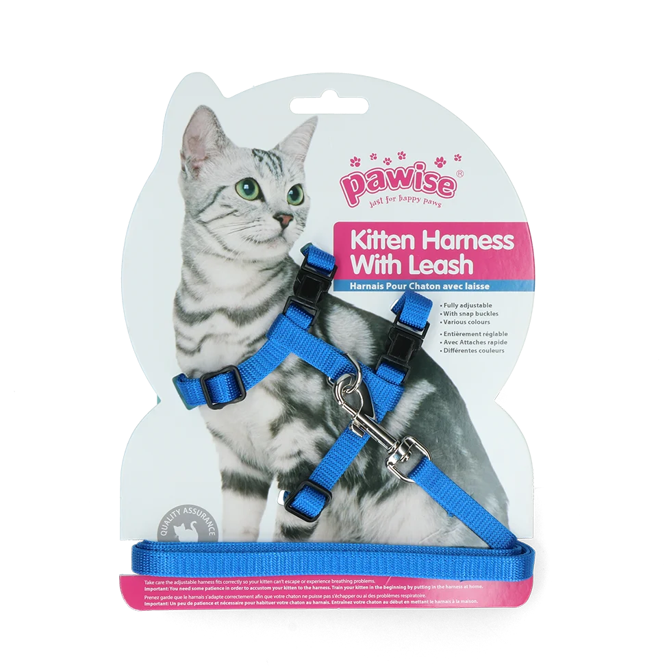 Szelki dla kota ze smyczą S, kolor czerwony lub niebieski – Pawise Kitten Harness With Leash - obrazek 3