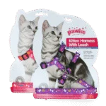 Szelki dla kota ze smyczą S, różowe lub fioletowe, kolor wysyłany losowo – Pawise Kitten Harness With Leash