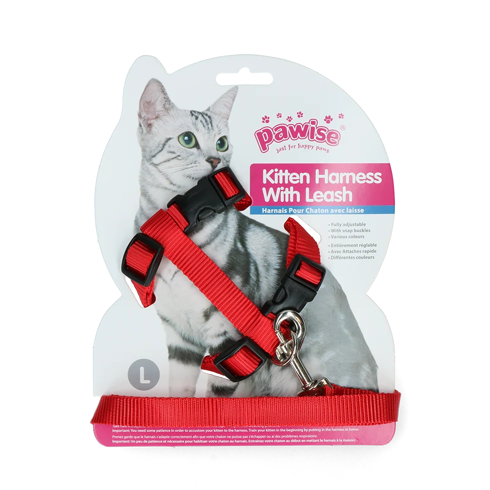 Szelki dla kota ze smyczą L, kolor czerwony lub niebieski – Pawise Kitten Harness With Leash - obrazek 2