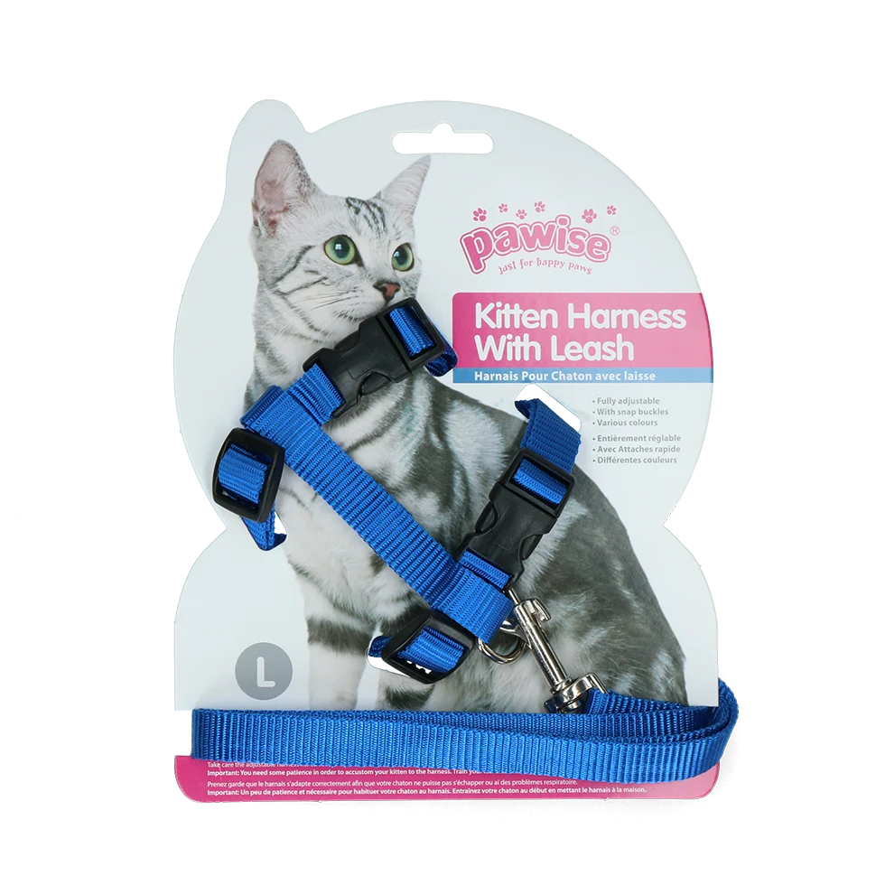 Szelki dla kota ze smyczą L, kolor czerwony lub niebieski – Pawise Kitten Harness With Leash - obrazek 3