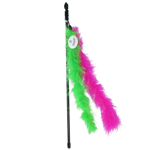 Wędka dla kota z błyszczącymi piórkami, kijek 45 cm – Pawise Cat Glitter Teaser