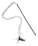 Wędka dla kota z pluszowym ogonem i piórkami, długość patyczka 46 cm – Pawise Cat Teaser Plush Tail - obrazek 2
