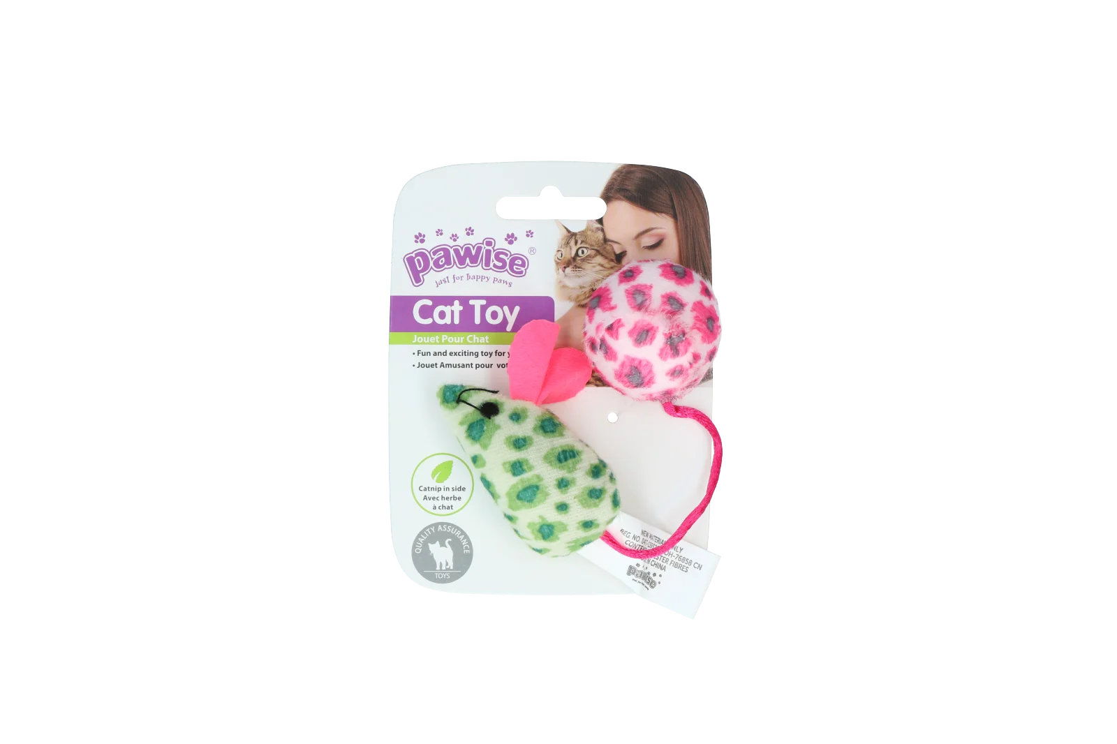 Zestaw zabawek dla kota: myszka i piłeczka z kocimiętką, 2 sztuki – Pawise Cat Toy - Mice & Ball - obrazek 4