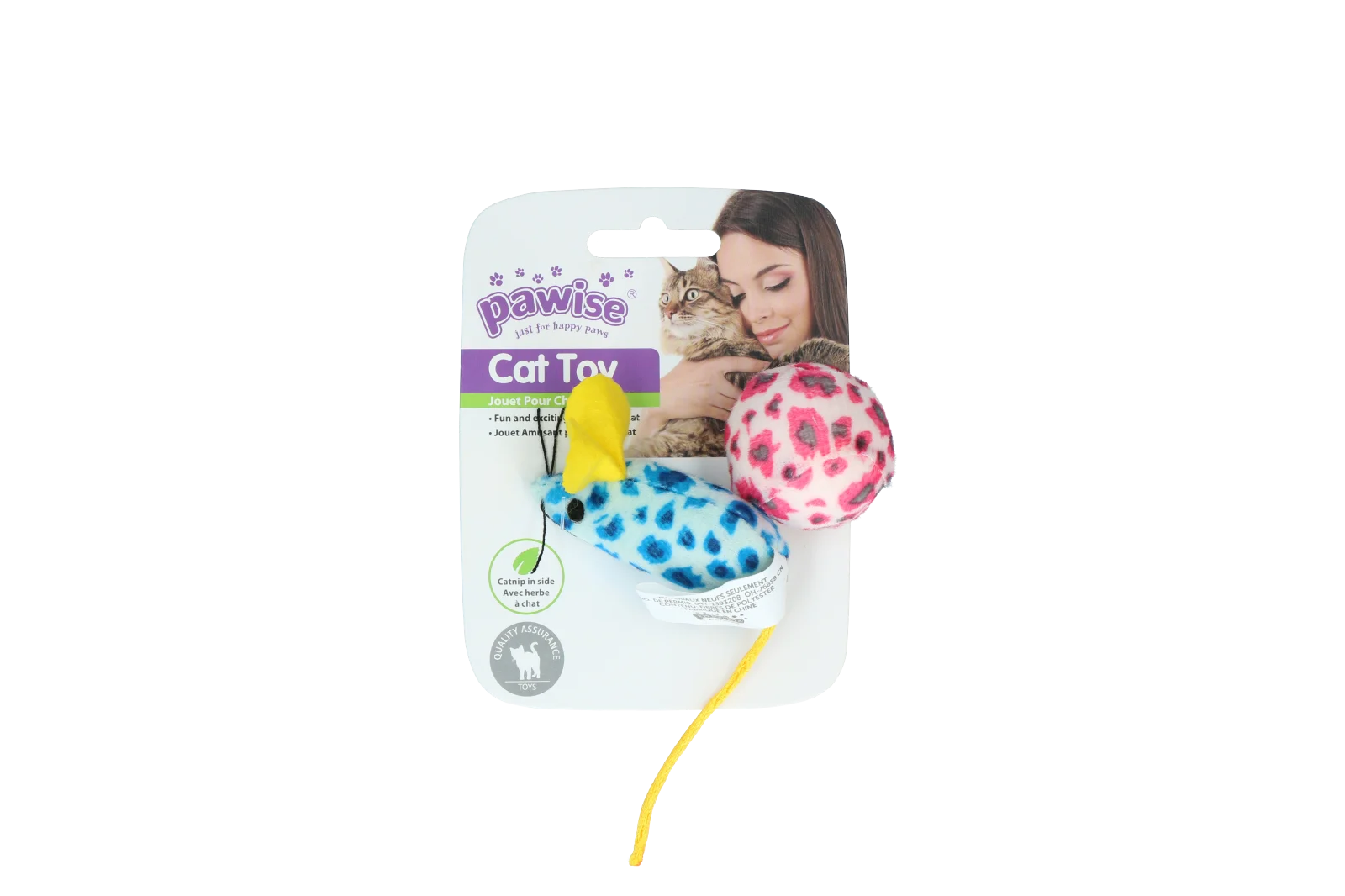 Zestaw zabawek dla kota: myszka i piłeczka z kocimiętką, 2 sztuki – Pawise Cat Toy - Mice & Ball - obrazek 2