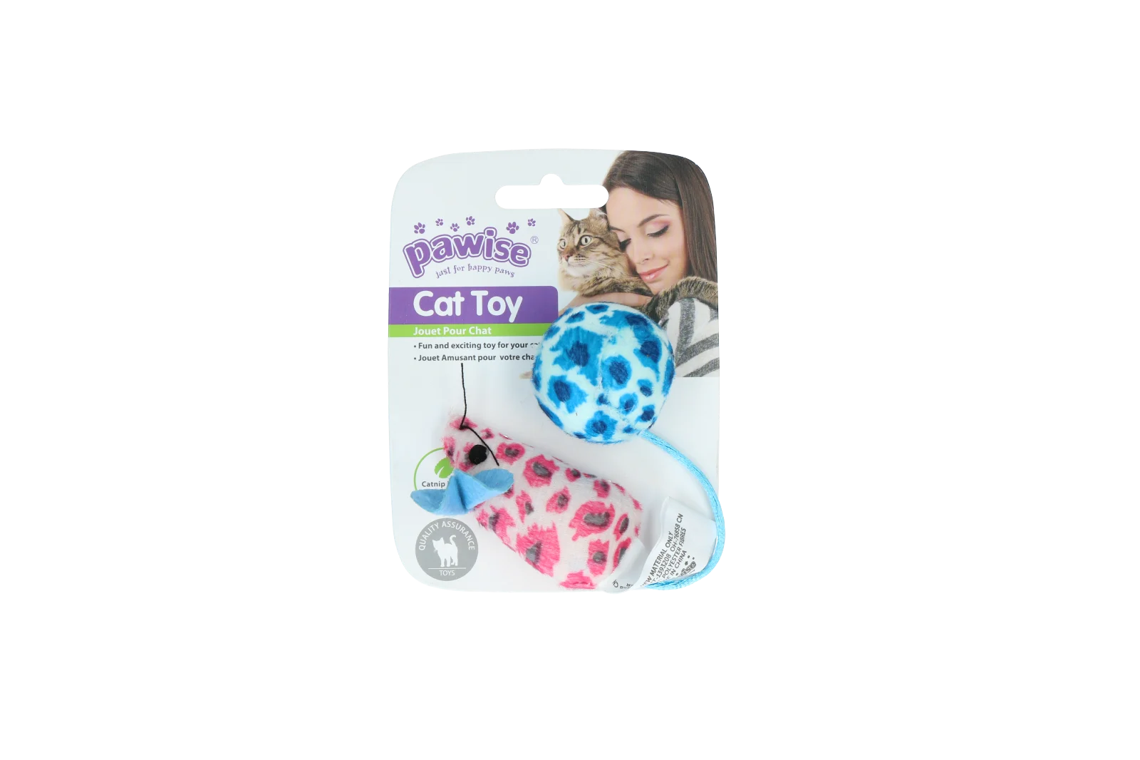 Zestaw zabawek dla kota: myszka i piłeczka z kocimiętką, 2 sztuki – Pawise Cat Toy - Mice & Ball - obrazek 3
