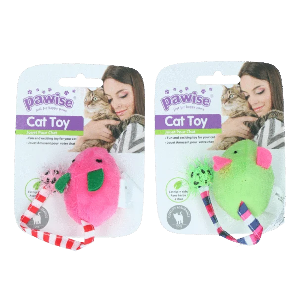 Pluszowa myszka z kocimiętką i szeleszczącym wypełnieniem, 16 cm – Pawise Plush Mice Toy