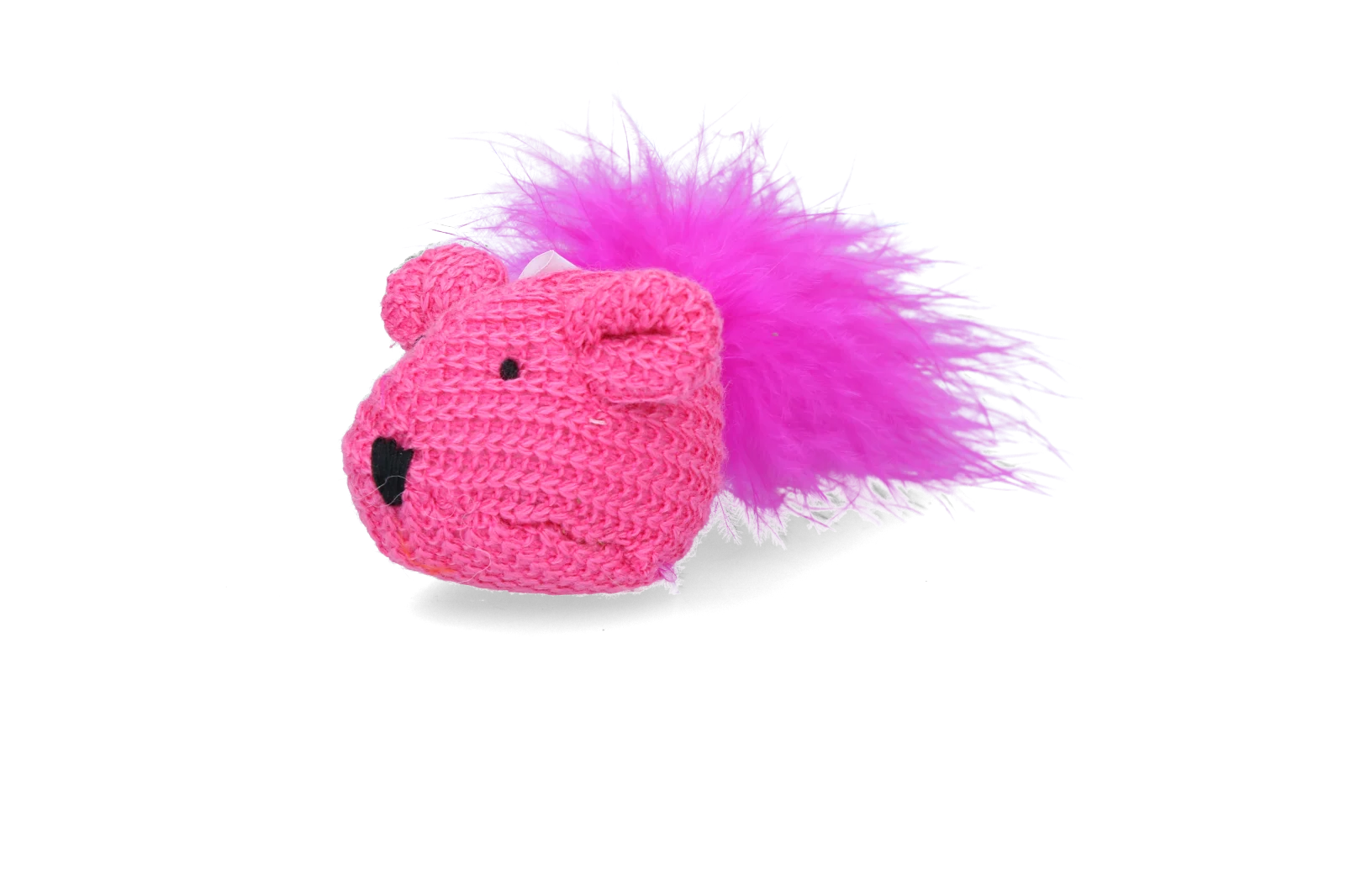 Myszka dla kota z kocimiętką i piórkami, 14 cm – Pawise Cat Toy Wool Mouse - obrazek 5