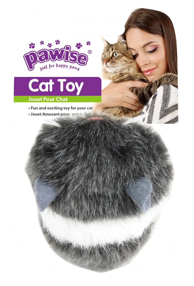 Wibrująca pluszowa myszka dla kota z kółkiem do pociągania – Pawise Vibrating Mouse - obrazek 1