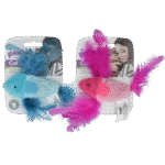 Zabawka dla kota w kształcie rybki z kocimiętką i piórkami – Pawise 100% Catnip Toy Vis