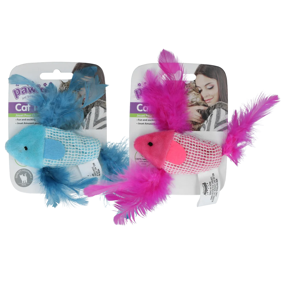 Zabawka dla kota w kształcie rybki z kocimiętką i piórkami – Pawise 100% Catnip Toy Vis - obrazek 1