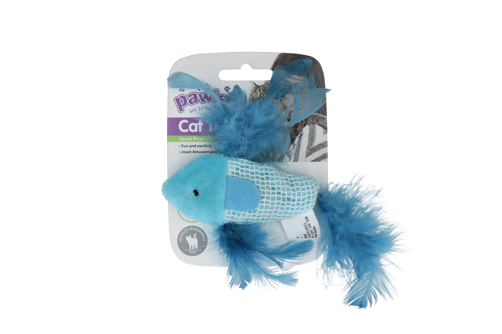 Zabawka dla kota w kształcie rybki z kocimiętką i piórkami – Pawise 100% Catnip Toy Vis - obrazek 3