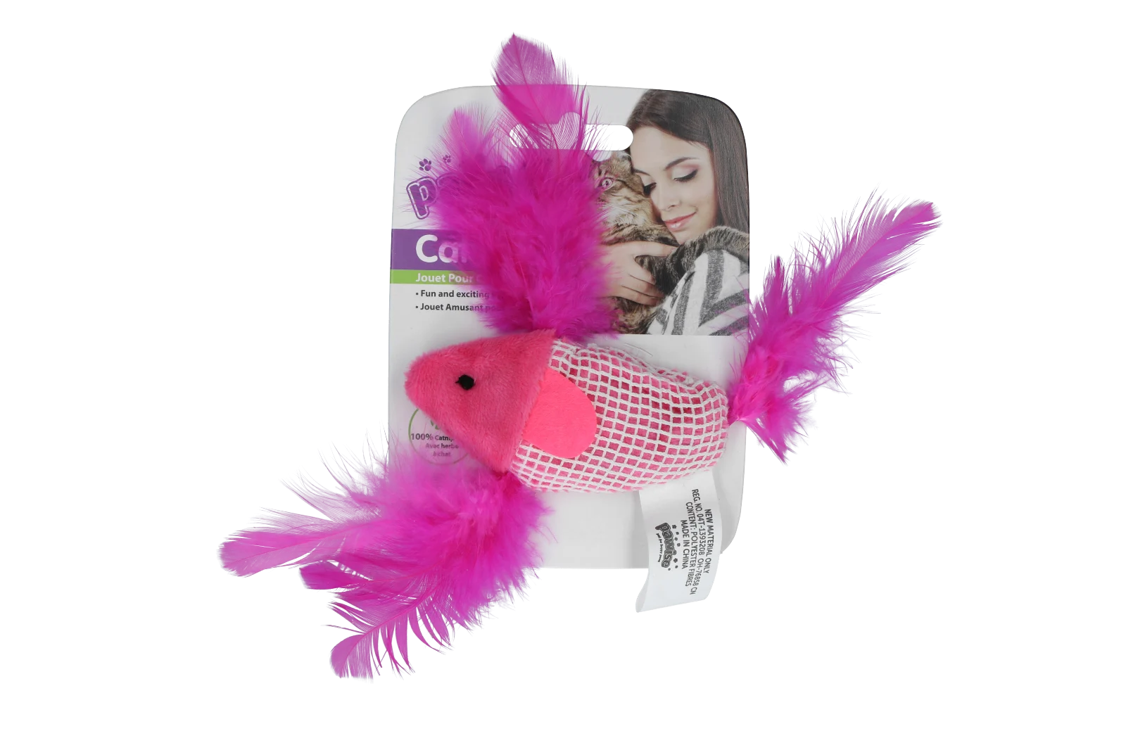 Zabawka dla kota w kształcie rybki z kocimiętką i piórkami – Pawise 100% Catnip Toy Vis - obrazek 2