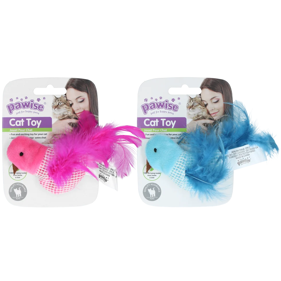 Zabawka dla kota w kształcie ptaszka z kocimiętką i piórkami – Pawise 100% Catnip Toy Vogel - obrazek 1