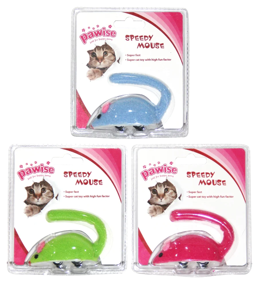 Fleecowa myszka dla kota z mechanizmem nakręcania, 9 cm – Pawise Speedy Mouse - obrazek 1
