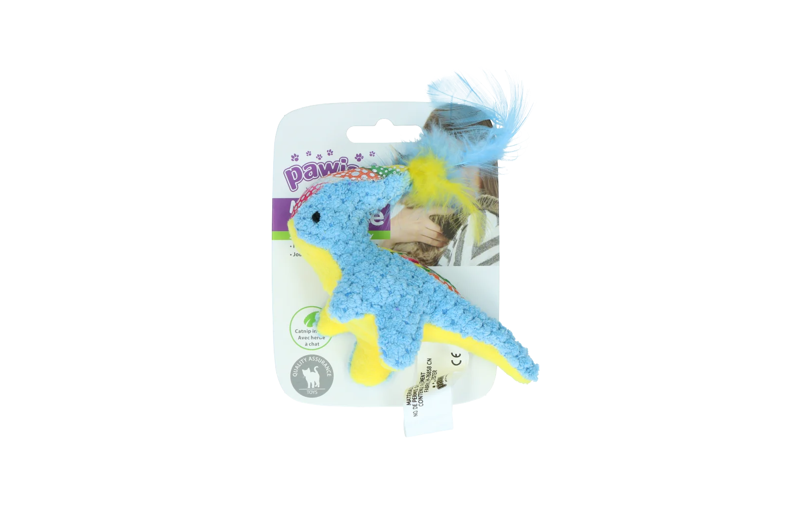 Pluszak dla kota z kocimiętką i piórkami, 12 x 12 cm – Pawise meow meow life Dinosaurus - obrazek 4