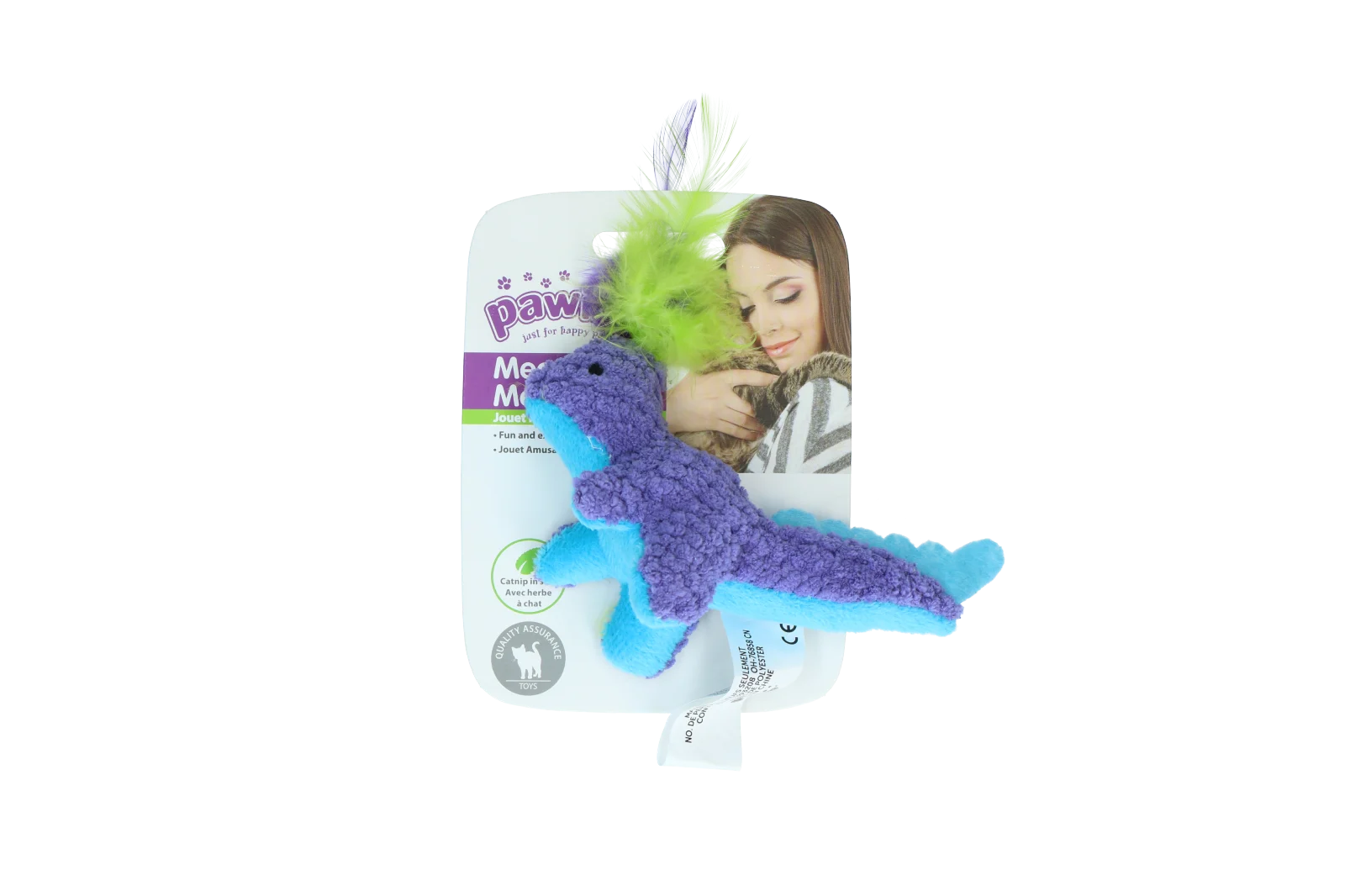 Pluszak dla kota z kocimiętką i piórkami, 12 x 12 cm – Pawise meow meow life Dinosaurus - obrazek 2