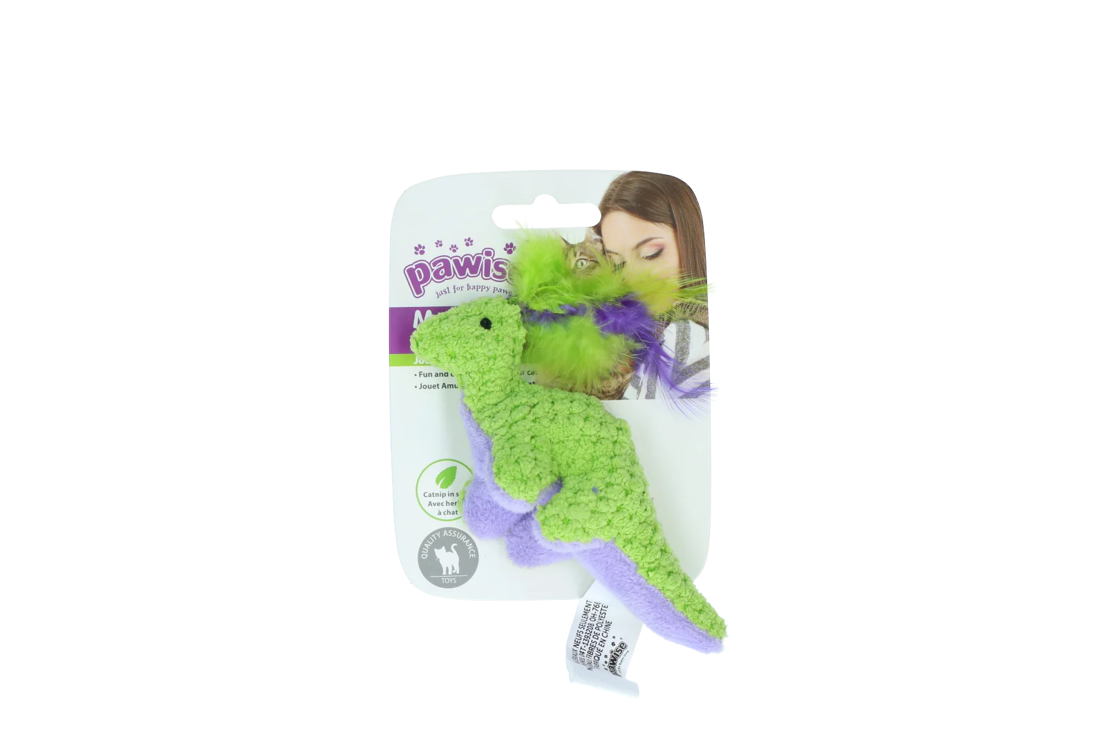 Pluszak dla kota z kocimiętką i piórkami, 12 x 12 cm – Pawise meow meow life Dinosaurus - obrazek 3