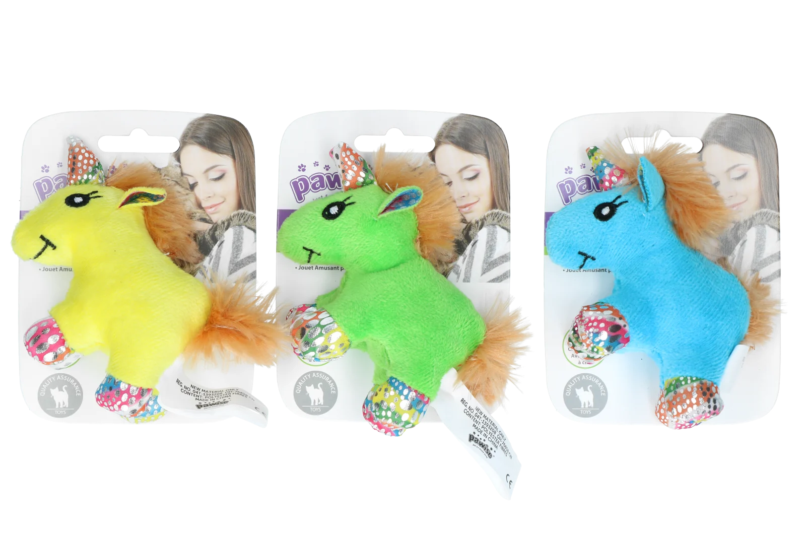 Przytulanka dla kota z kocimiętką i piórkami, 12 x 8 cm – Pawise meow meow life Unicorn - obrazek 1