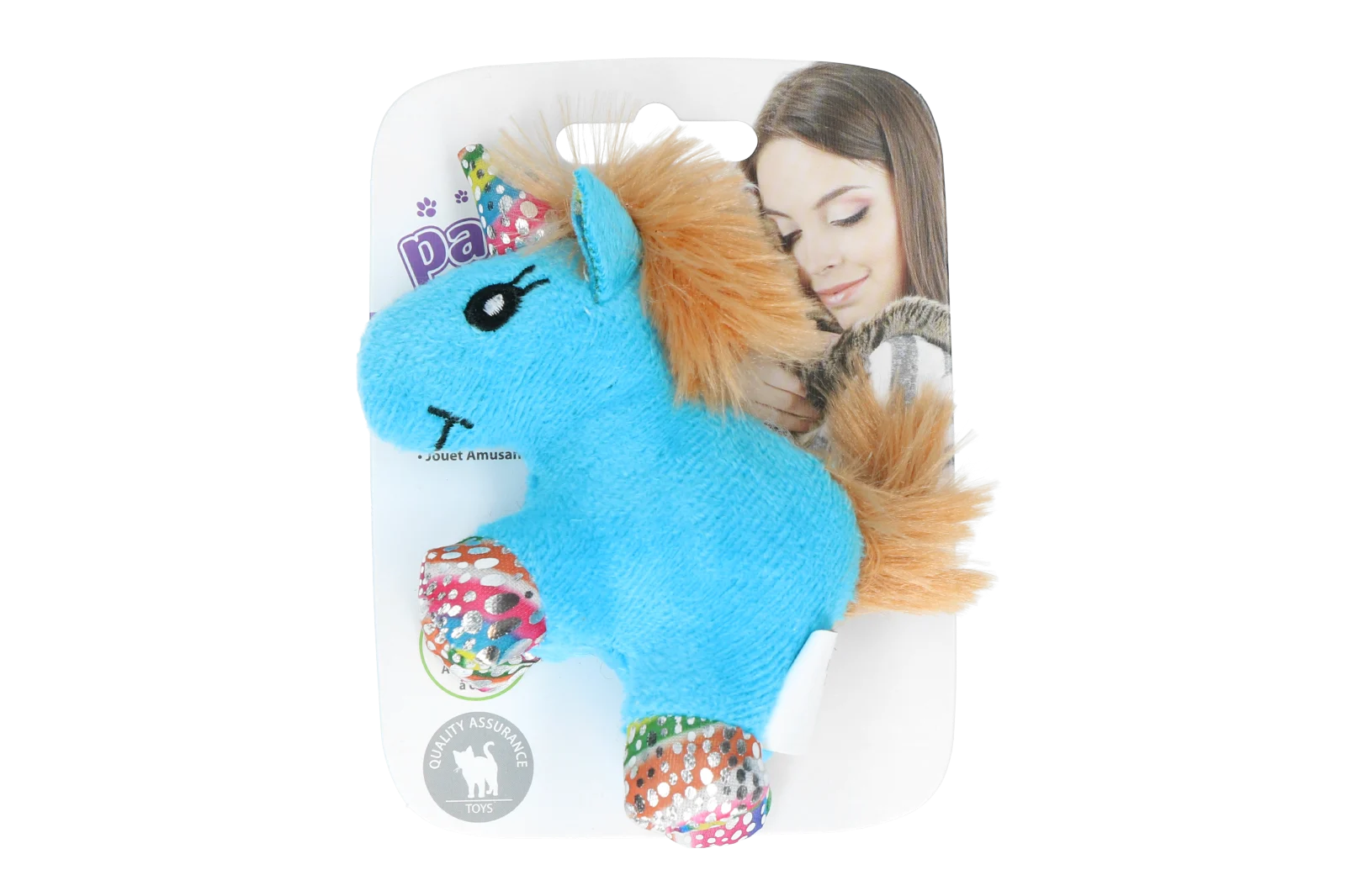 Przytulanka dla kota z kocimiętką i piórkami, 12 x 8 cm – Pawise meow meow life Unicorn - obrazek 3