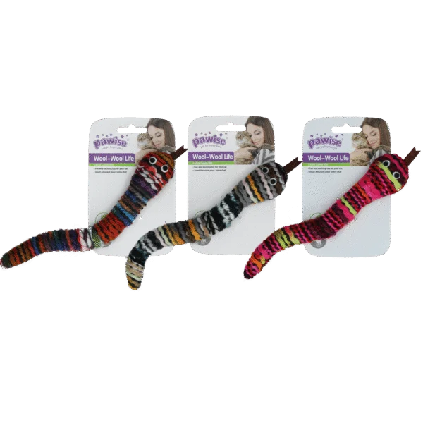 Dziana zabawka dla kota w kształcie węża z kocimiętką i piszczałką, 23 cm – Pawise Wool-Wool life Slang