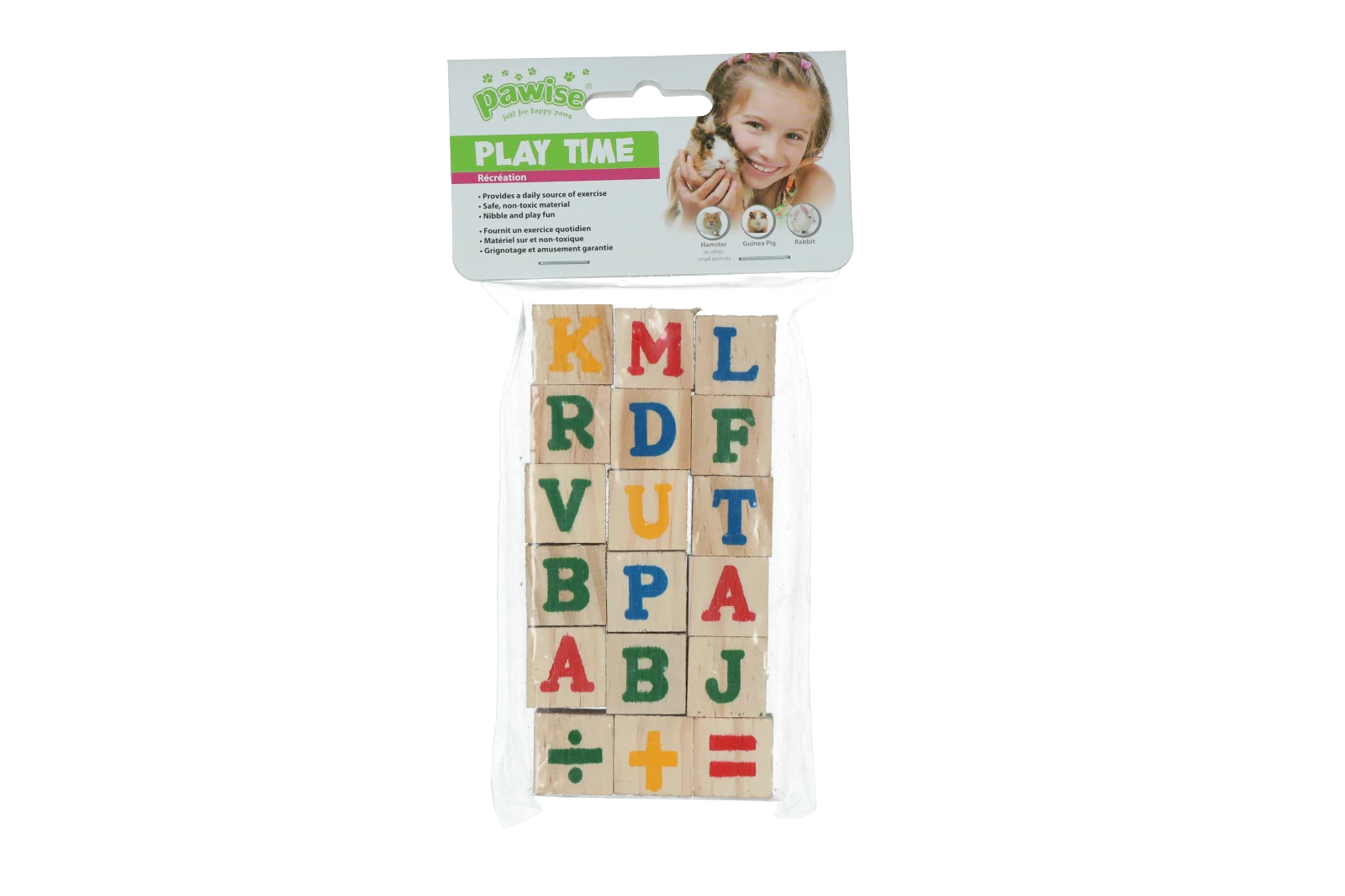 Drewniane klocki do gryzienia, 18 sztuk – Pawise Play Time Small Pet Speelblokken - obrazek 1