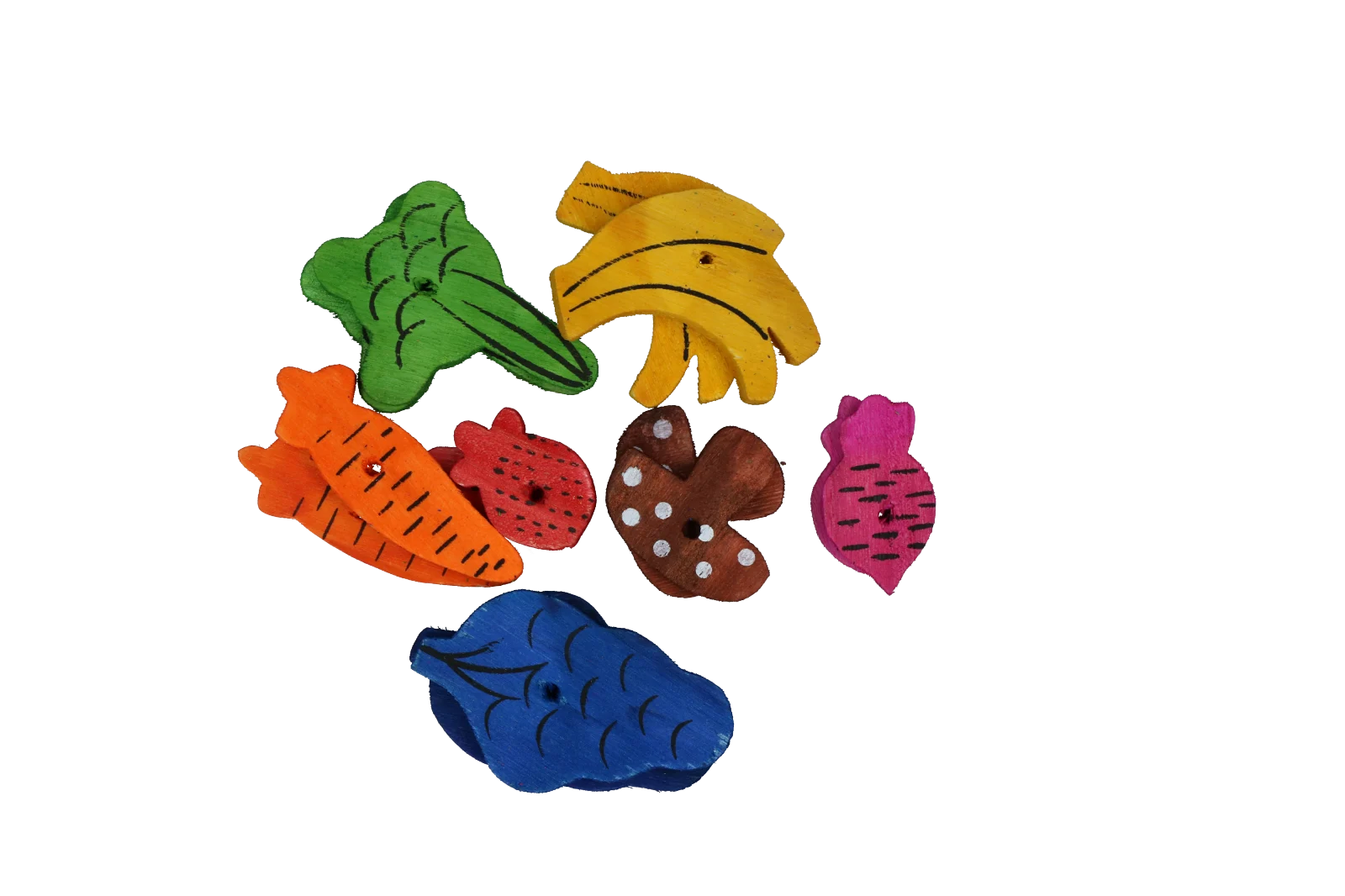 Drewniana zabawka do gryzienia, 18 sztuk – Pawise Play Time Small Pet Fruit & Veggie mix - obrazek 3