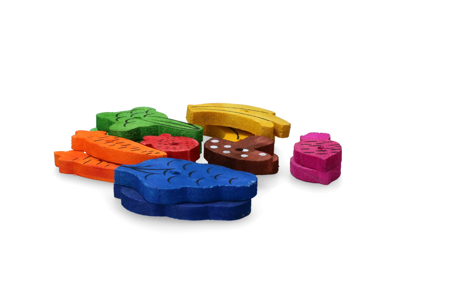 Drewniana zabawka do gryzienia, 18 sztuk – Pawise Play Time Small Pet Fruit & Veggie mix - obrazek 2