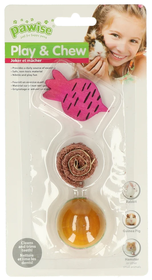 Drewniane i luffowe klocki do gryzienia dla królików i gryzoni – Pawise Wooden Loofah Pretty Toys No2