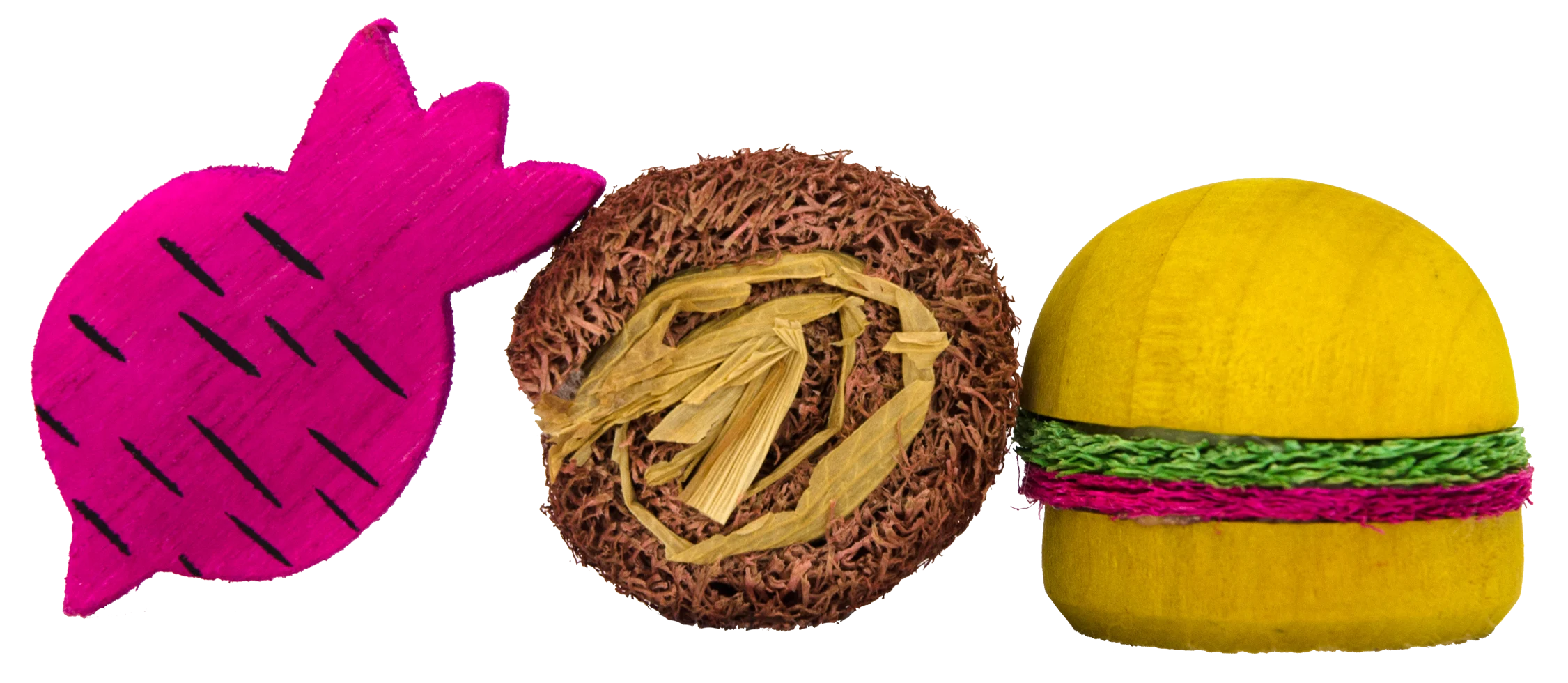 Drewniane i luffowe klocki do gryzienia dla królików i gryzoni – Pawise Wooden Loofah Pretty Toys No2 - obrazek 3