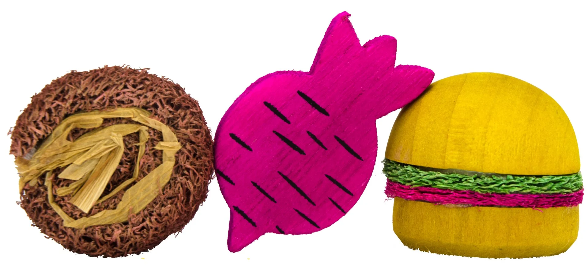 Drewniane i luffowe klocki do gryzienia dla królików i gryzoni – Pawise Wooden Loofah Pretty Toys No2 - obrazek 2