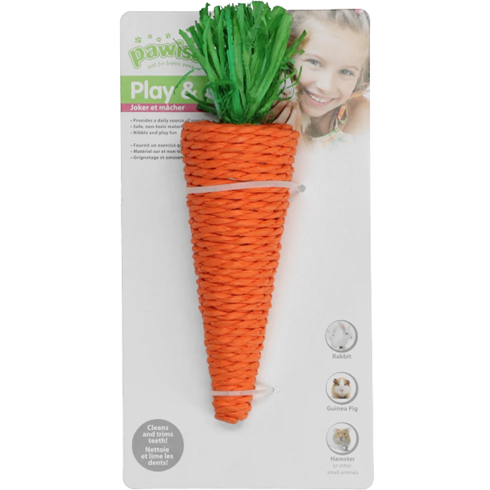 Zabawka do gryzienia dla królików i gryzoni, kolorowa – Pawise Play & Chew Carrot - obrazek 2