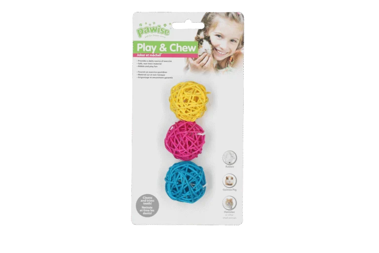 Kolorowa piłka do gryzienia dla królików i gryzoni – Pawise Play & Chew Balls