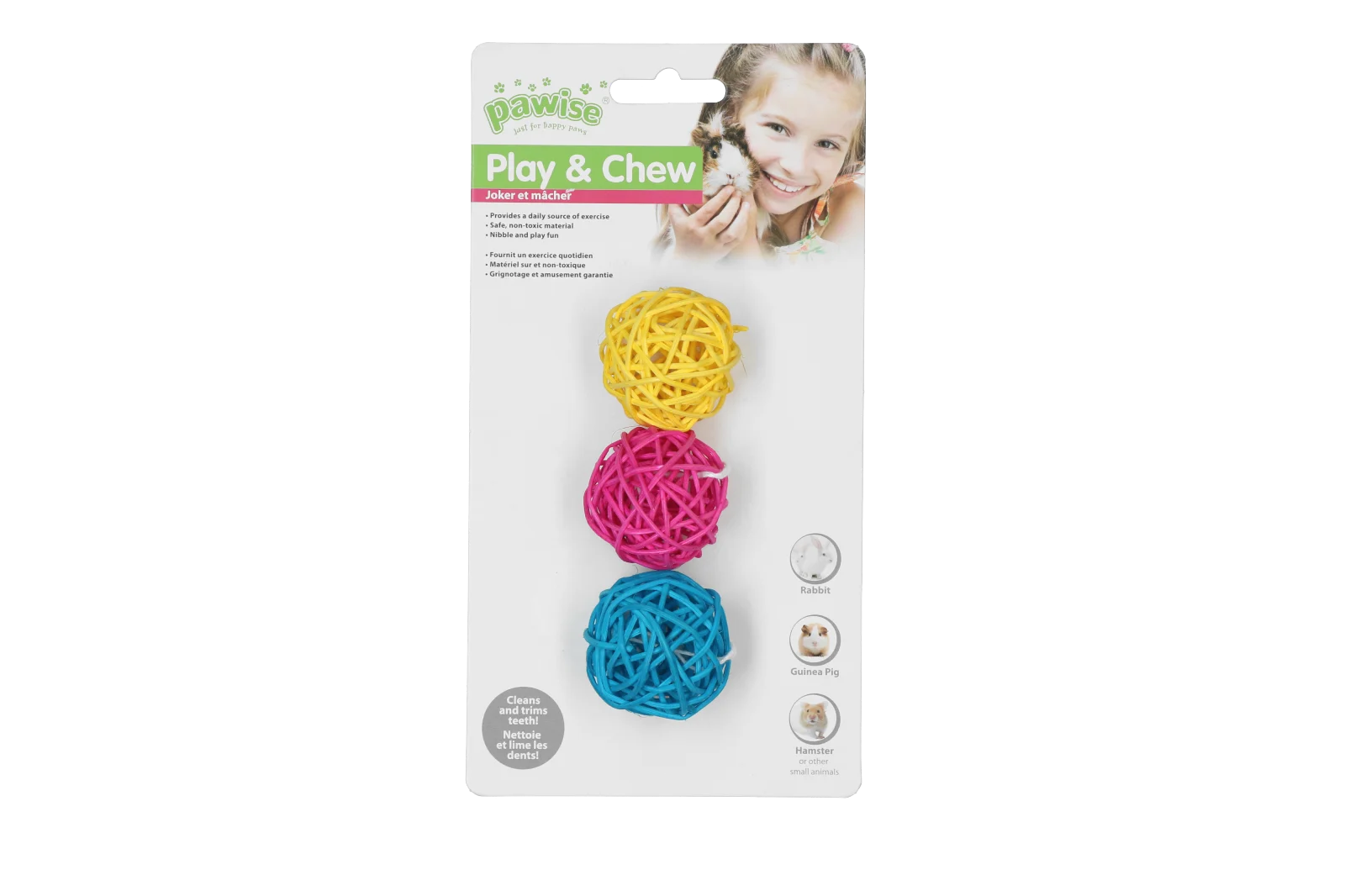 Kolorowa piłka do gryzienia dla królików i gryzoni – Pawise Play & Chew Balls - obrazek 1
