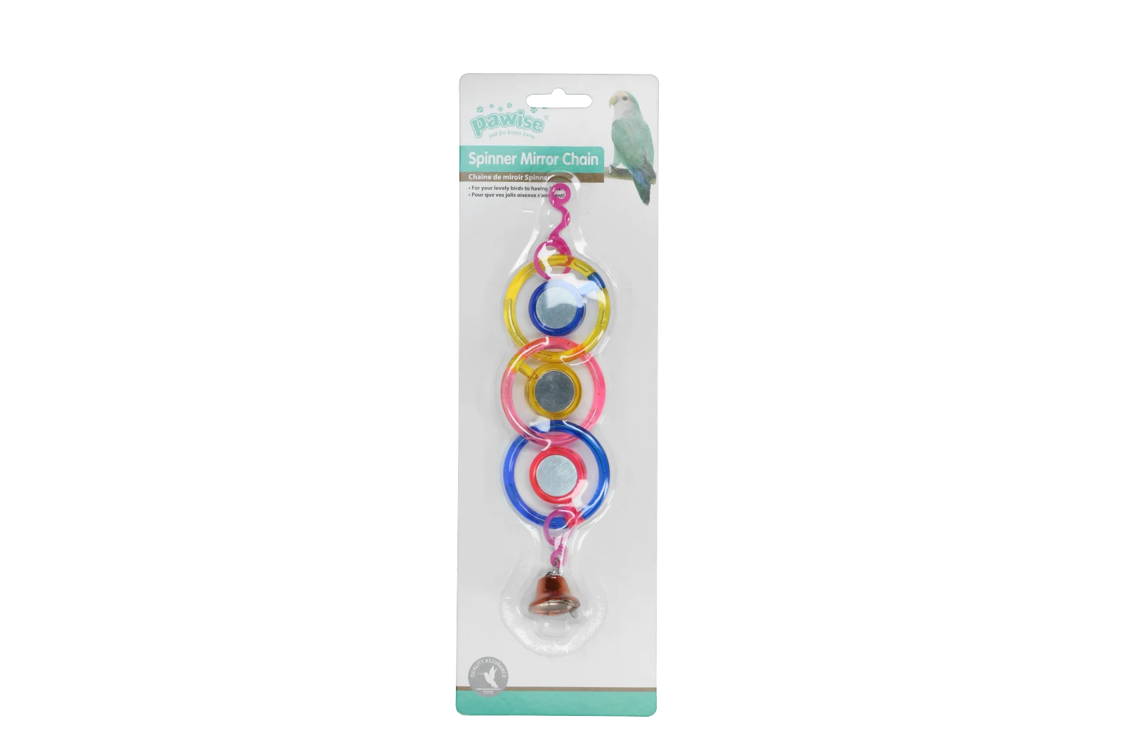 Łańcuszek z lusterkami dla ptaków z dzwoneczkiem, 24 cm – Pawise Spinner Mirror Chain - obrazek 2