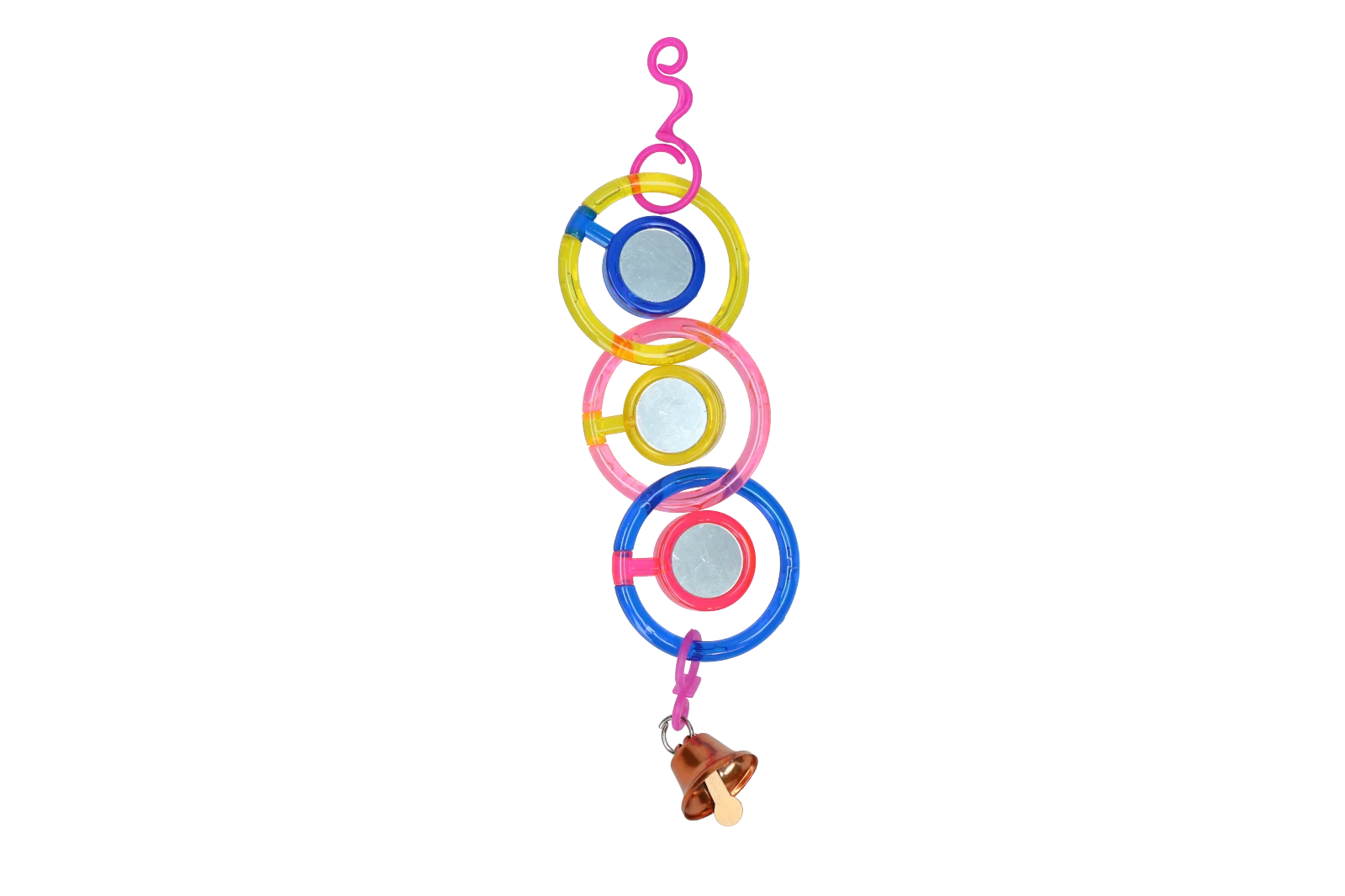 Łańcuszek z lusterkami dla ptaków z dzwoneczkiem, 24 cm – Pawise Spinner Mirror Chain - obrazek 1