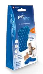 Szczotka silikonowa dla kotów krótkowłosych, niebieska – Pet + Me Cat Hair Brush