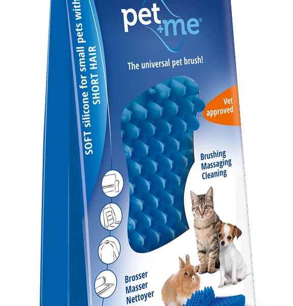 Szczotka silikonowa dla kotów krótkowłosych, niebieska – Pet + Me Cat Hair Brush