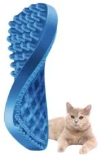 Szczotka silikonowa dla kotów krótkowłosych, niebieska – Pet + Me Cat Hair Brush - obrazek 4