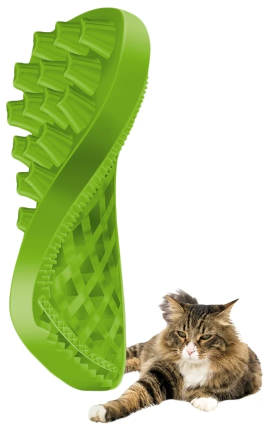 Szczotka silikonowa dla kotów długowłosych, zielona – Pet + Me Cat Hair Brush - obrazek 4