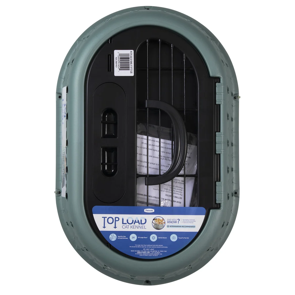 Transporter dla kotów z otwieraniem od góry, zielony, 48,3 x 31,8 x 27,4 cm – Petmate Top Load Cat Kennel - obrazek 5