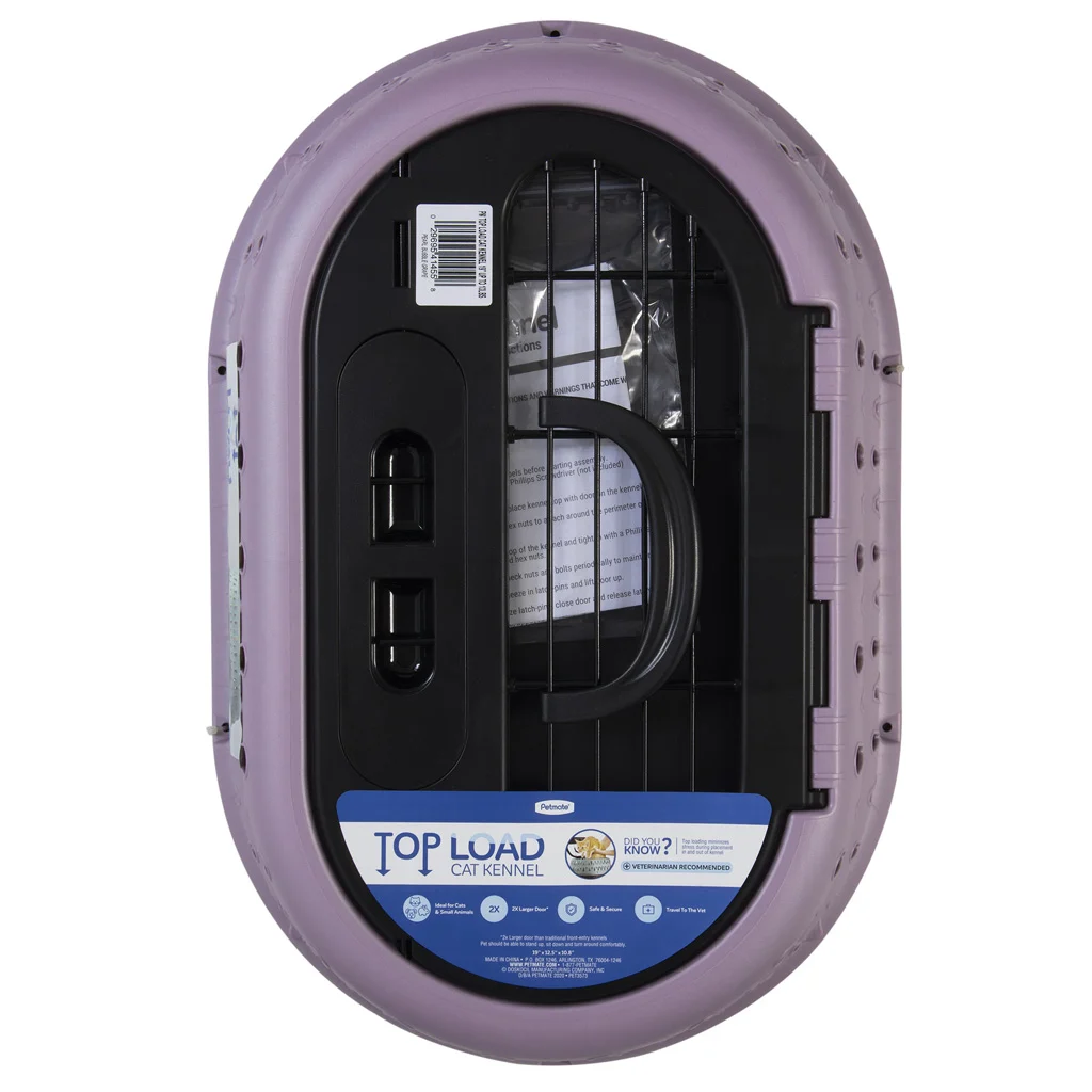 Transporter dla kota z otwieranym wiekiem, fioletowy, 48,3 x 31,8 x 27,4 cm – Petmate Top Load Cat Kennel - obrazek 5