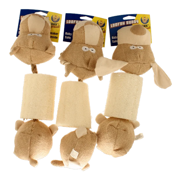 Zabawka dla psa z piszczałką z luffy i juty, mix kolorów – Petsport Loofah Buddy