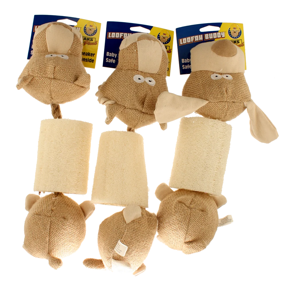 Zabawka dla psa z piszczałką z luffy i juty, mix kolorów – Petsport Loofah Buddy - obrazek 1