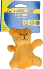 Pluszowa zabawka dla psa z piszczałką, brązowa, ok. 10 cm – Petsport Tiny Tots Teddy
