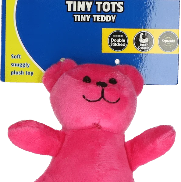 Pluszowa zabawka dla psa z piszczałką, różowa, ok. 10 cm – Petsport Tiny Tots Teddy