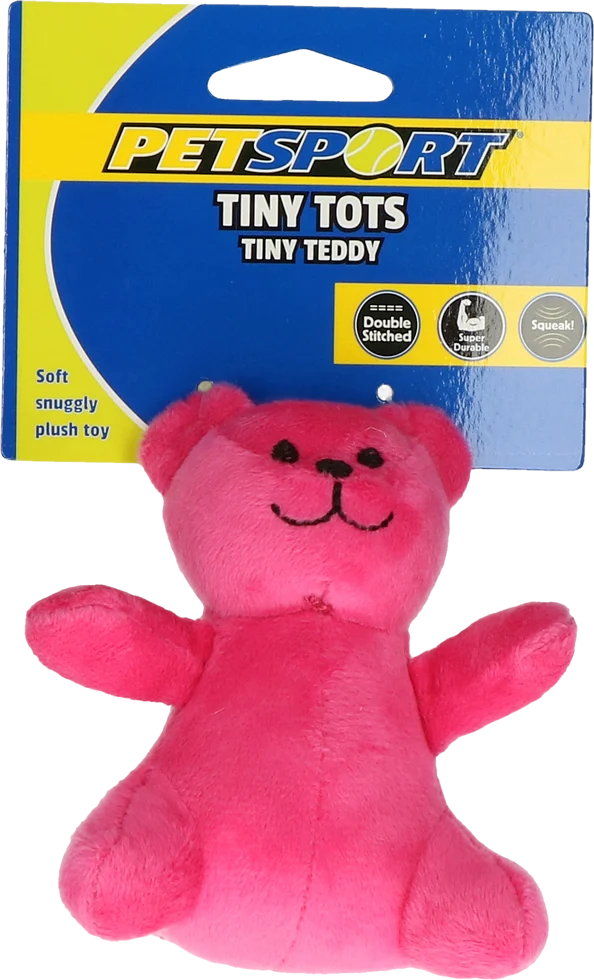 Pluszowa zabawka dla psa z piszczałką, różowa, ok. 10 cm – Petsport Tiny Tots Teddy - obrazek 1